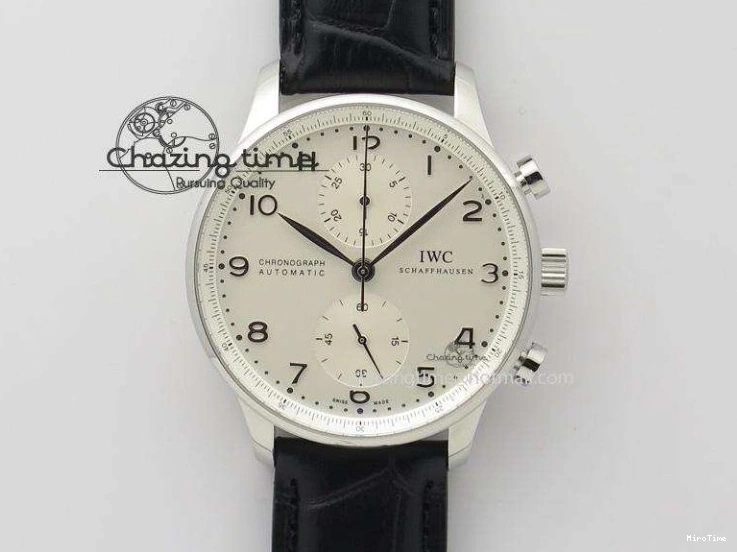 MIROTIME 1220 Portuguese Tourbillon IW5046 RG ZF Best Edition Gray Dial on Black Leather Strap SmoothTexture 7142